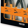 Set di pinze Beta 1031/S4, con modelli 1032, 1034 e 1036, manici arancioni e neri, confezione visibile. Strumenti di alta qualità per professionisti e fai-da-te.