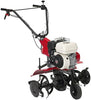 Motozappa a benzina con motore potente, design robusto e manubrio ergonomico per un controllo facile. Ideale per la lavorazione del terreno in giardino o orto. Dotata di lame resistenti e ruote robuste per una maggiore stabilità e efficienza.