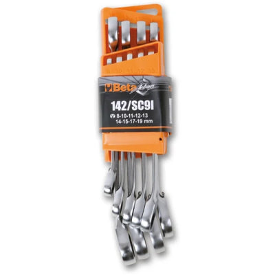 Série de 9 clés combinées à cliquet réversible avec support compact - 142/SC91-E